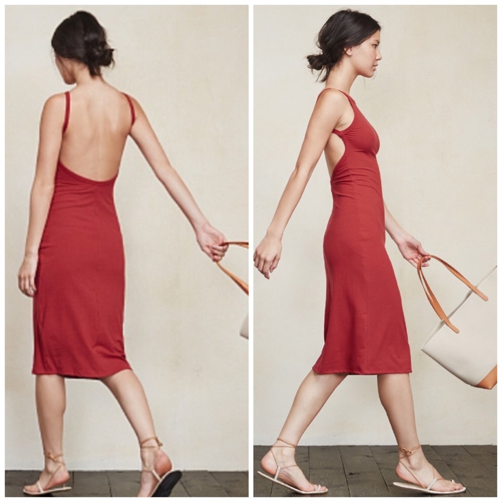 Reformation Carson Ribbed Midi Dress